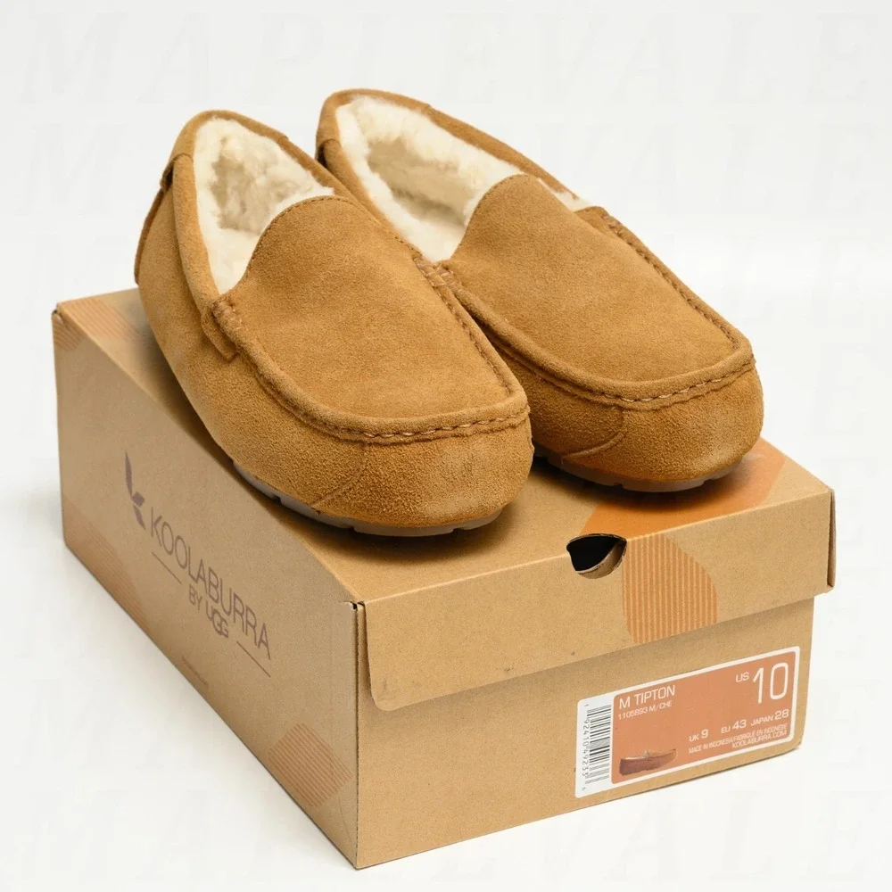 Koolaburra by Ugg Tipton Suede Slippers Men's Sz 10 Chestnut Brown 1105893 NIB